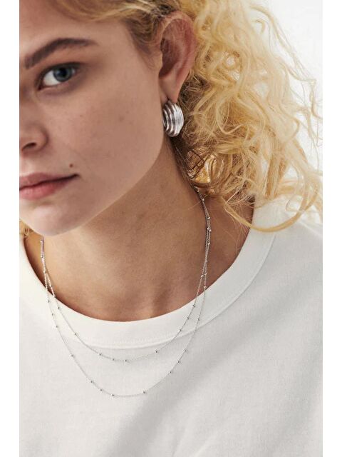 New Obsessions İnce Zincir Kısa İkili Kolye - S000156541-18105