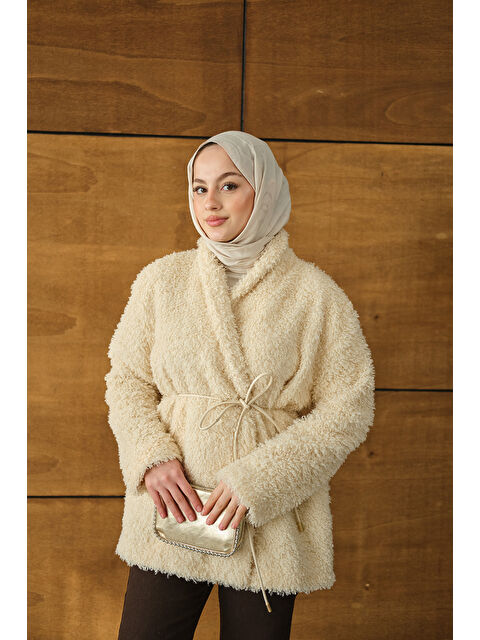 Locco Moda Kadın Astarlı İki İplik Ceket Krem - S000492666-19966