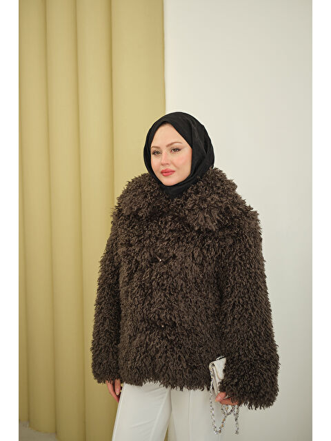 Locco Moda Kadın Kıvırcık Astarlı Kürk Kahverengi - S000492665-19413