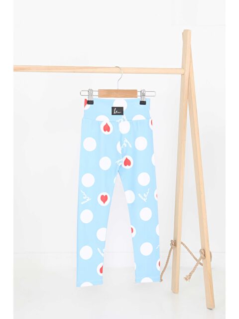 Tofisa Kız Çocuk Bebe Mavi Baskılı Armalı Tayt - 27201 - S000426023-3642