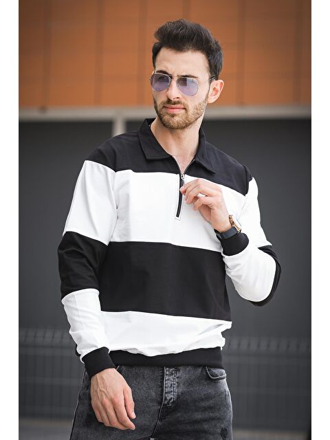 Oksit Yaounde Çift Renkli Yarım Fermuarlı Yakalı Erkek Sweatshirt - S000267579-19351