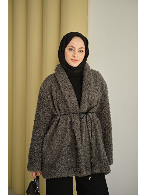 Locco Moda Kadın Astarlı İki İplik Ceket Gri - S000492666-20600