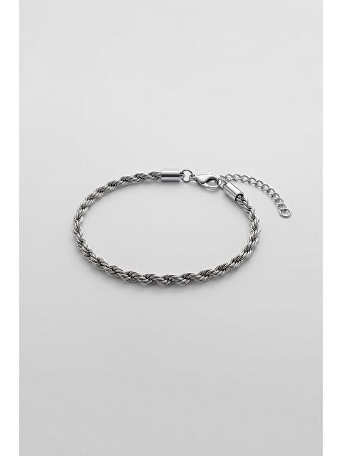 Abluka Online Erkek Burgu Halat Zincir Çelik Bileklik Gümüş