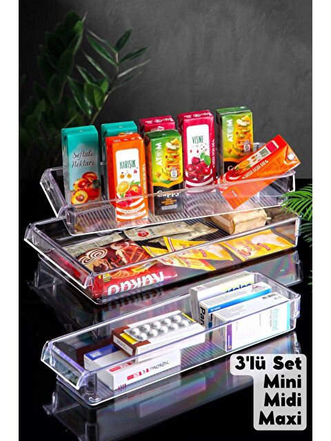 Nandy Home 3'lü Set NEW Clear Buzdolabı & Dolap İçi Düzenleyici Organizer - S000012446-26865