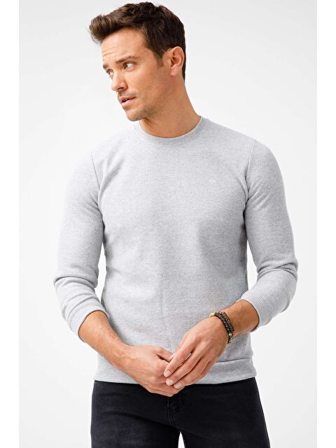 igs Gri Regular Fit Rahat Kalıp Bisiklet Yaka Düz Uzun Kollu Triko - S000490027-20600