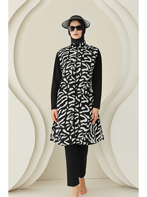 NBB Renkli Tam Fermuarlı Tesettür Mayo - S000443476-23173