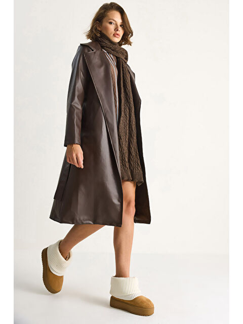 SHADE Kadın Kuşaklı Suni Deri Trençkot - S000443477-19413