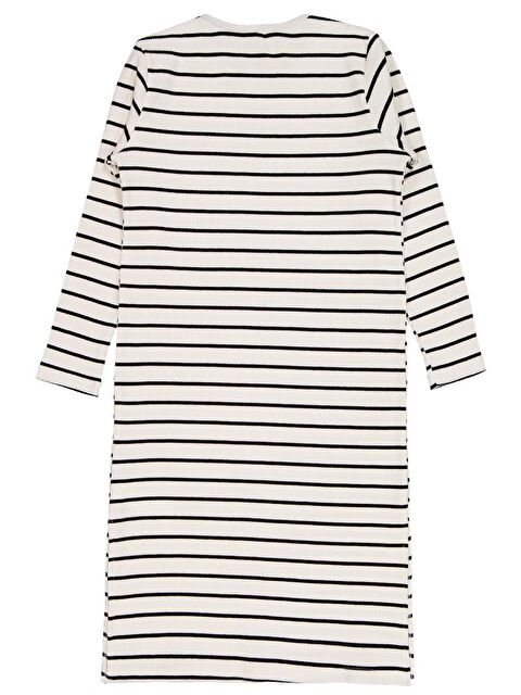 Civil Girls Kalın Çizgili 10-13 Yaş Elbise - Ekru 10-11 Yaş - S000487935-19965