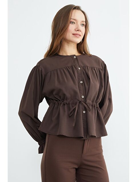 Fullamoda Önü Bağlamalı Kolu Gipeli Salaş Gömlek - S000508315-19413