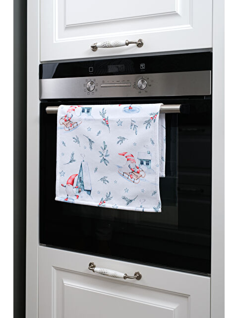 Asdiva Yılbaşı Temalı Noel Bahçe Cüce Detaylı Dekoratif Mutfak Fırın Kurulama Bezi Yeşil - 35x55cm - S000484574-37234