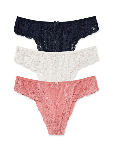 Hnx Dantelli Yüksek Bel  Brazil Kadın Külot 3'lü - S000298693-37344