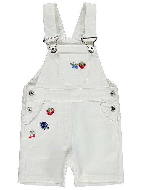 Civil Baby Meyve Nakışlı Denim 6-18 Ay Salopet - Ekru
