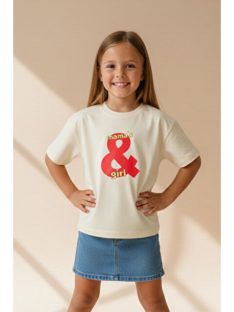 Monila Kız Çocuk Pamuklu Bisiklet Yaka Baskılı T-Shirt - S000514661-25636