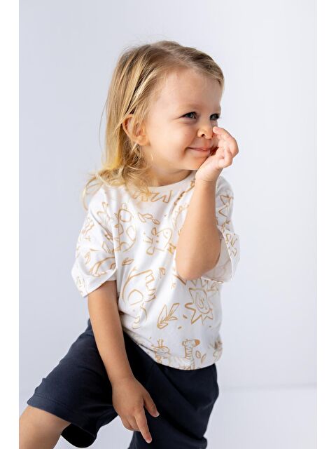 MİNİNİO Erkek Bebek Hayvan Desenli T-Shirt - S000364739-19965