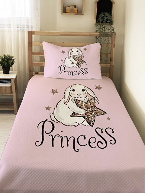 Evmila Tavşan Desenli Çocuk Pike Takımı - 160x220 Cm Pike 50x70 Cm Yastık Kılıfı - S000492243-23173