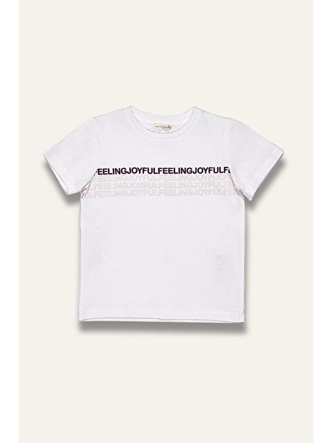 MİNİNİO Erkek Bebek Baskılı T-Shirt - Ekru - S000364741-19965