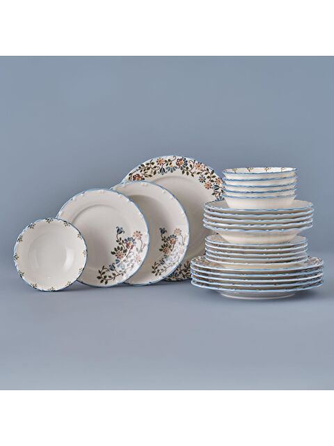 Bella Maison Vintage Porselen 48 Parça 12 Kişilik Yemek Takımı Mavi - S000149994-17234