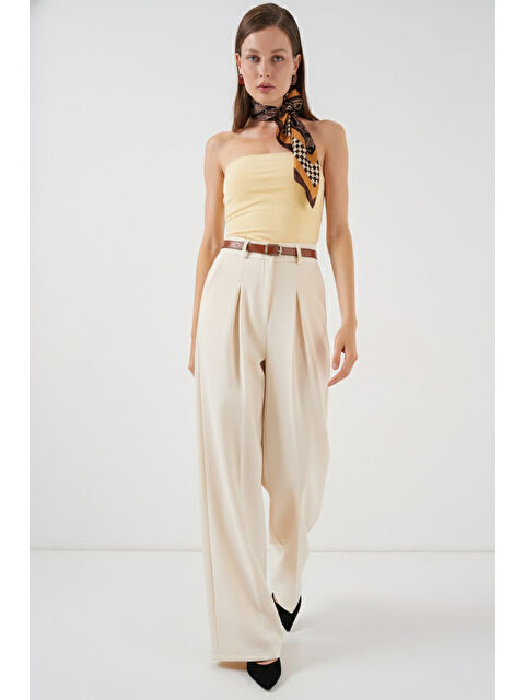 Bigdart Kadın Yüksek Bel Palazzo Pantolon 30051 - Krem - S000440229-19966