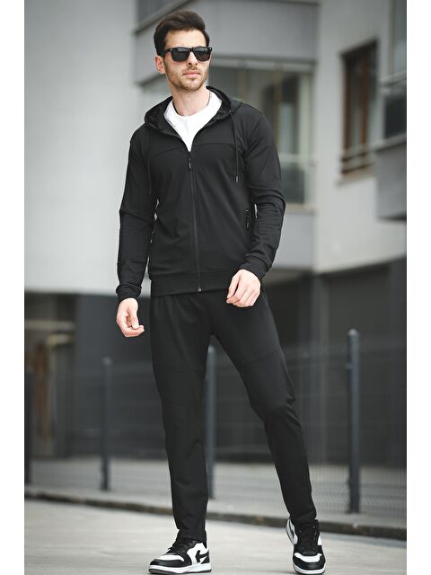 Oksit Gervasio Slim Fit Dalgıç Kumaş Kapüşonlu Fermuarlı Erkek Eşofman Takımı - S000294851-19351