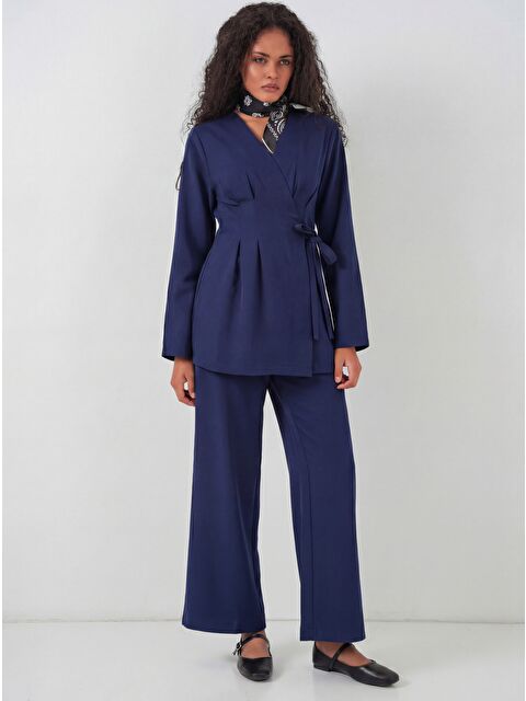 Bigdart Kadın Kimono Pantolon Kumaş Takım 30054 - Lacivert - S000449166-21164