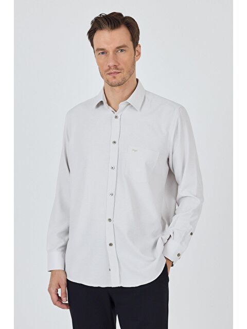İMZA Uzun Kol Desenli Armürlü Sert Yaka Cepli Pamuklu Classic Comfort Fit Gömlek 1004250174 - S000387913-19928