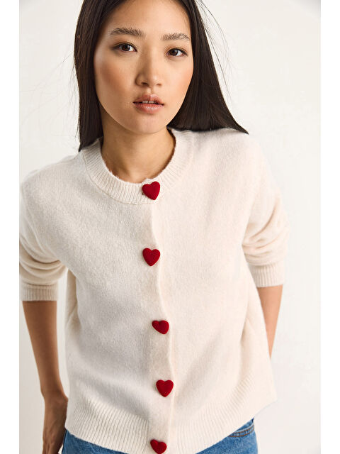 SHADE Kadın Kalp Düğmeli Triko Hırka - S000350290-19927