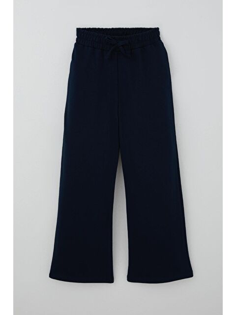 Breeze Kız Çocuk Eşofman Altı Fiyonk Aksesuarlı Beli Lastikli Geniş Paça Lacivert (4-8 Yaş) - S000512977-21164