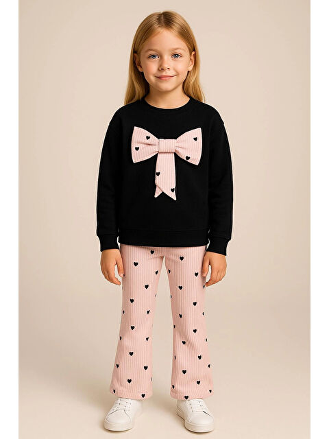 Myhanne Kalp Baskılı Taytlı Kız Çocuk Takım 20454 - S000443493-20024