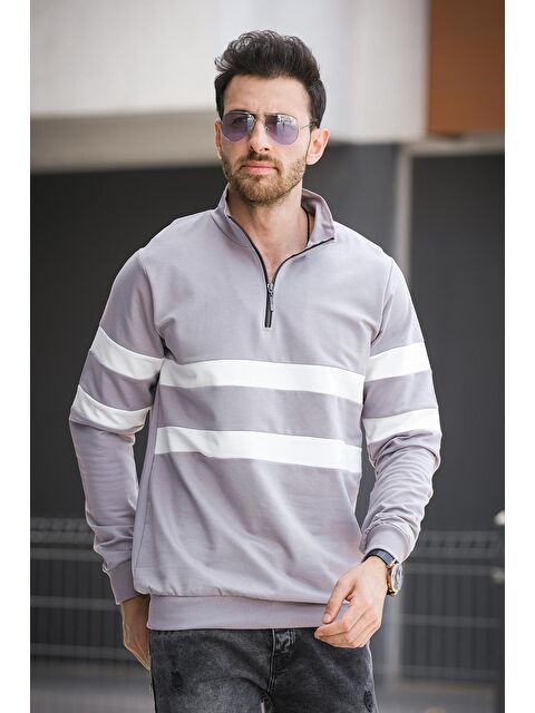 Oksit Nepido Çift Renkli Yarım Fermuarlı Balıkçı Yaka Erkek Sweatshirt - S000267587-20600