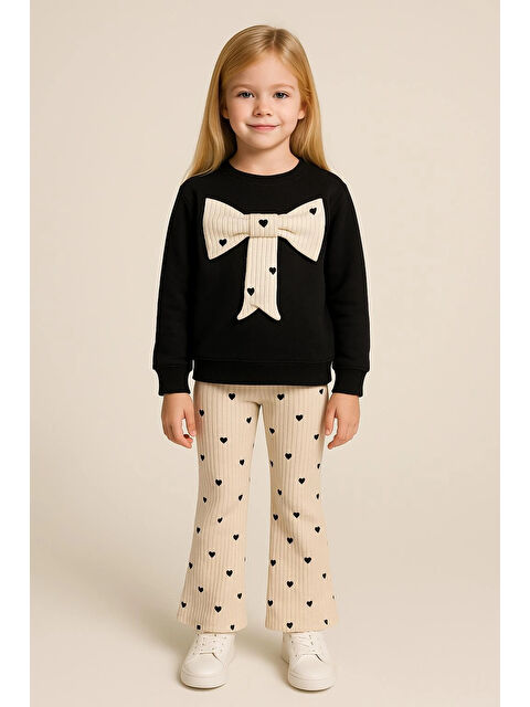 Myhanne Kalp Baskılı Taytlı Kız Çocuk Takım 20454 - S000443493-19928