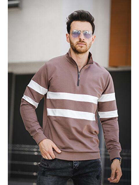 Oksit Nepido Çift Renkli Yarım Fermuarlı Balıkçı Yaka Erkek Sweatshirt - S000267587-19413