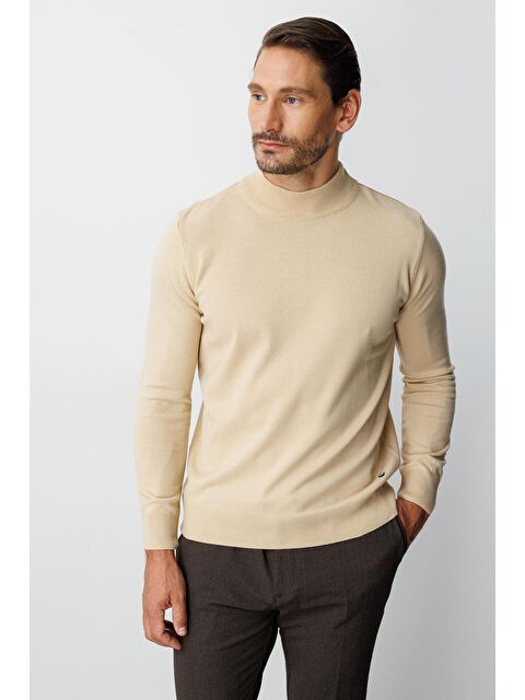 igs Bej Dar Kalıp Yarım Balıkçı Düz Uzun Kollu Triko - S000489980-19928