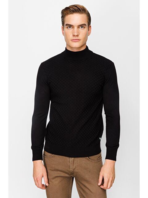 igs Siyah Dar Kalıp Yarım Balıkçı Düz Uzun Kollu Triko - S000490028-19351