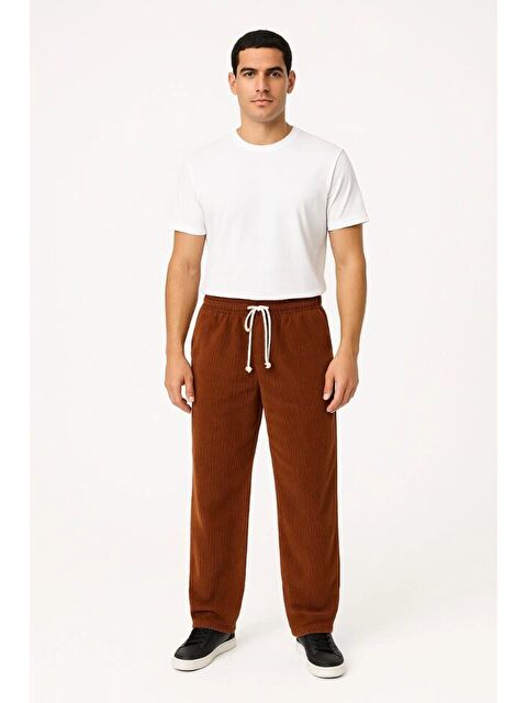 Jane's Erkek Fitilli Kadife Cepli Buggy Pantolon Oversize Rahat Kalıp - Kahverengi