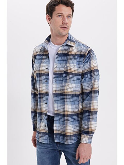 TUDORS Erkek Regular Fit Rahat Kesim Kışlık Kareli Oduncu Gömlek - S000525525-1342