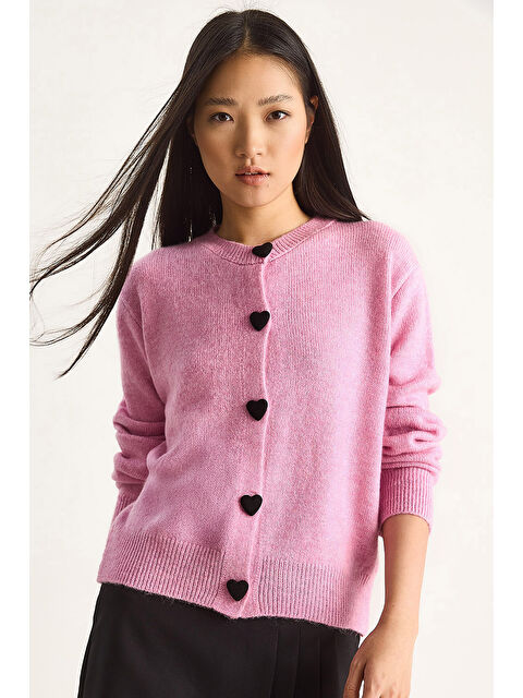 SHADE Kadın Kalp Düğmeli Triko Hırka - S000350290-7152