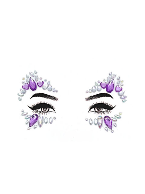 Le Mabelle Lila  Kalp ve Zümrüt Desenli Kız Çocuk Yüz Sticker - S000513631-17878