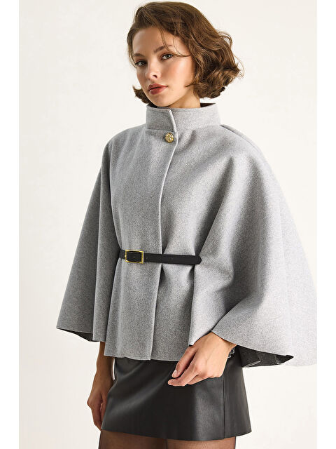 SHADE Kadın Gold Düğme Detaylı Kemerli Panço - S000443502-20600