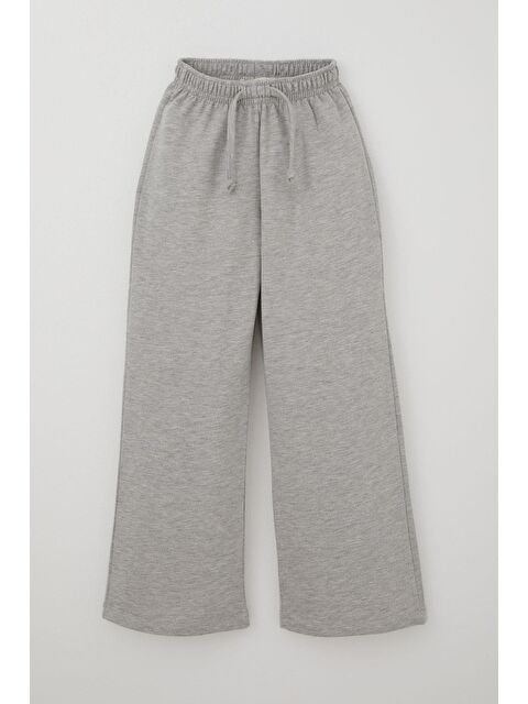 Breeze Kız Çocuk Eşofman Altı Bağcık Aksesuarlı Beli Lastikli Açık Gri Melanj (5-9 Yaş) - S000512964-17308