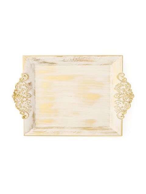 Zucci Home Barok Eskitme Tepsi - Beyaz - 26x39 cm - S000391348-20063