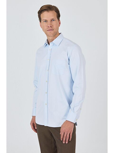 İMZA Uzun Kol Düz Bez Ayağı Sert Yaka Cepli Pamuklu Classic Comfort Fit Gömlek 1004250210 - S000387917-19393