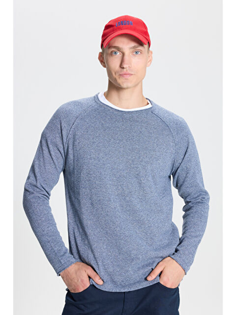 AC&Co / Altınyıldız Classics Erkek Recycle Standart Fit Normal Kesim Bisiklet Yaka Pamuklu Muline Desenli Triko Kazak - S000394590-23093