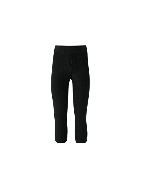 Lovetti Siyah Kız Çocuk Fitilli Kadife Sahte 4 Cep Tayt - S000123007-19351