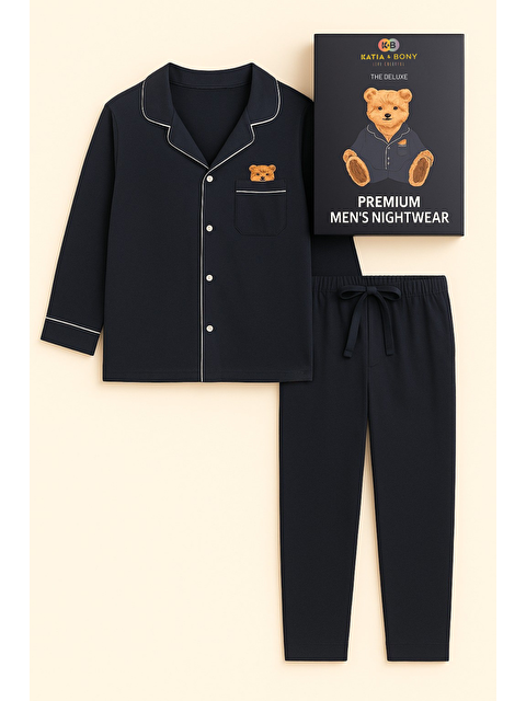 Katia And Bony Erkek Teddy Baskılı Kutulu Pijama Takımı Lacivert - S000486910-21164