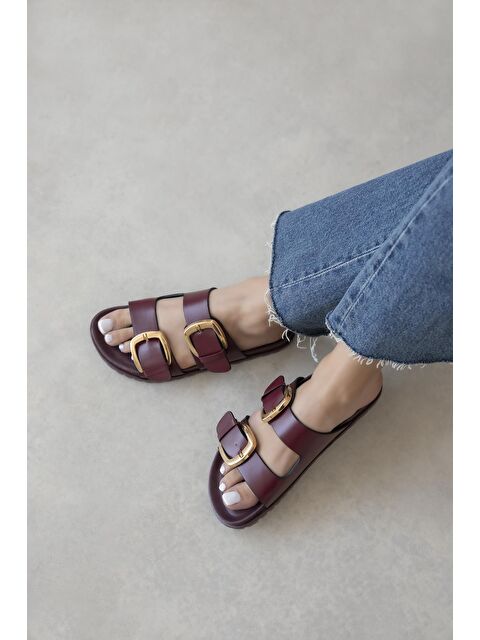 Straswans Bonita Kadın Toka Detay Günlük Konfor Terlik Bordo - S000512954-19951