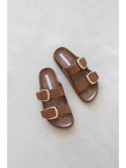 Straswans Bonita Kadın Toka Detay Günlük Konfor Terlik Taba - S000512954-14955