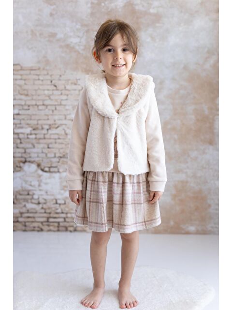 MİNİNİO Kız Bebek Pelüş Yelek   Vizon - S000325873-26429