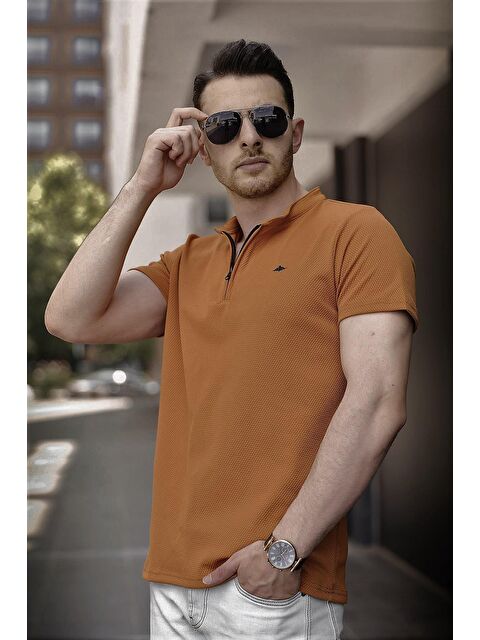 Oksit Hakim Yaka Petek Kumaş Yarım Fermuarlı Erkek Tshirt - S000128548-20074