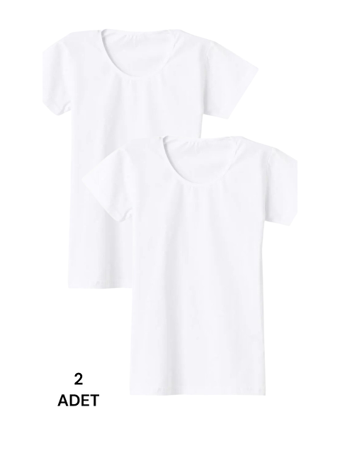 Güneş Beyaz U Yaka Kısa Kol Kadın Atlet 2'li - S000314576-21165