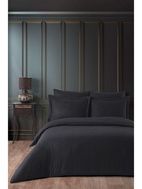 Varol Lastikli Saten Çizgili Çift Kişilik Nevresim Takım v2 - S000448349-19351